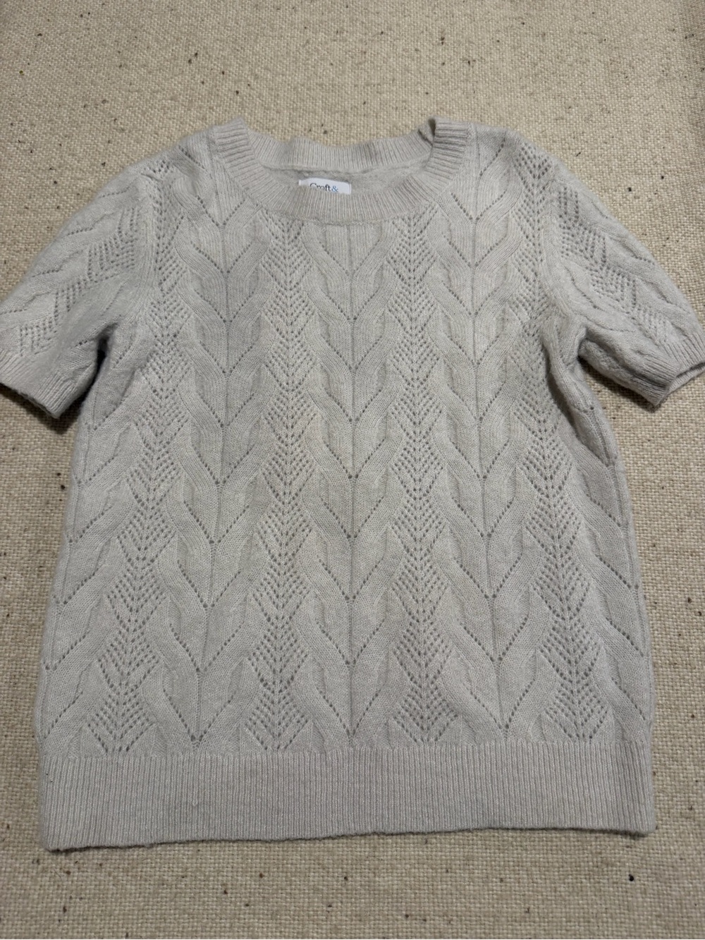croft & barrow Cream Short Sleeve Cable Knit Sweater
